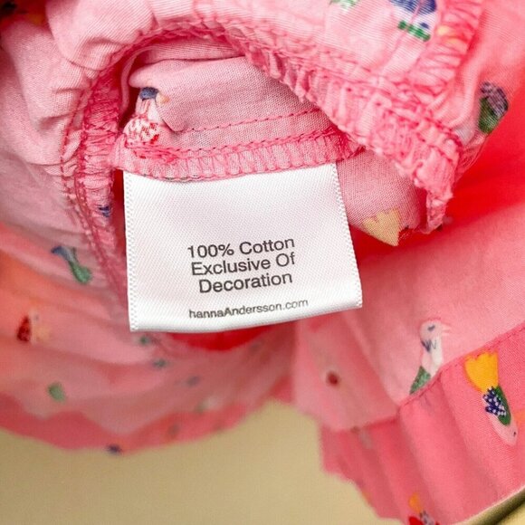 Hanna Andersson Girls Pink Bird Print Ruffle Apron Style Swing Dress Size US 6-7 - Picture 3 of 7